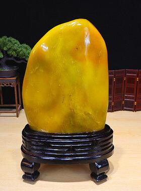 天然黄蜡石黄龙玉奇石收藏观赏石原石镇宅风水黄色石头家居摆件