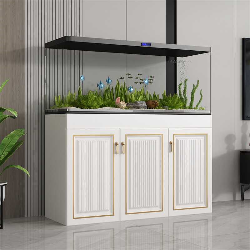 轻奢鱼缸底柜客厅家用中小型鱼缸底座水族箱超白龟缸承重落地柜子