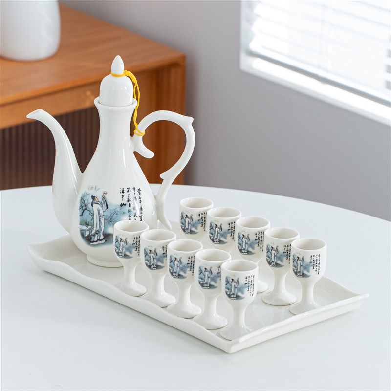 陶瓷白酒杯家用酒壶中式酒具小酒盅仿古风分酒器烈酒杯套装一口杯,淘宝优惠券,粉丝福利购,淘宝优惠卷