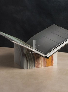 天然大理石课桌神器书立架阅读书房茶几桌面高级装饰品实用的摆件