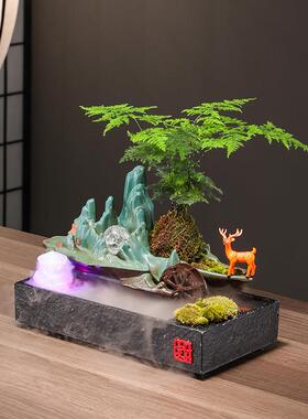 招财循环流水摆件客厅造鱼缸假山水车喷泉盆景装饰生财风水轮转球