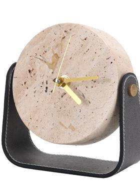 现代简约轻奢大理石时钟摆件客厅电视书柜玄关桌面座钟卧室装饰