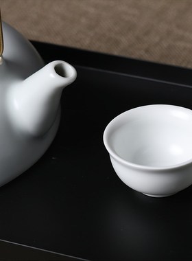 新中式白色茶具摆件样板房茶室软装饰品玄关电视柜茶几博古架家居