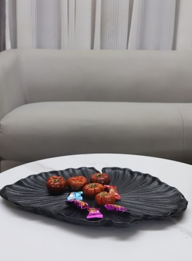 北欧创意抽象金属荷叶托盘摆件客厅饭厅玄关卧室电视柜家居装饰品