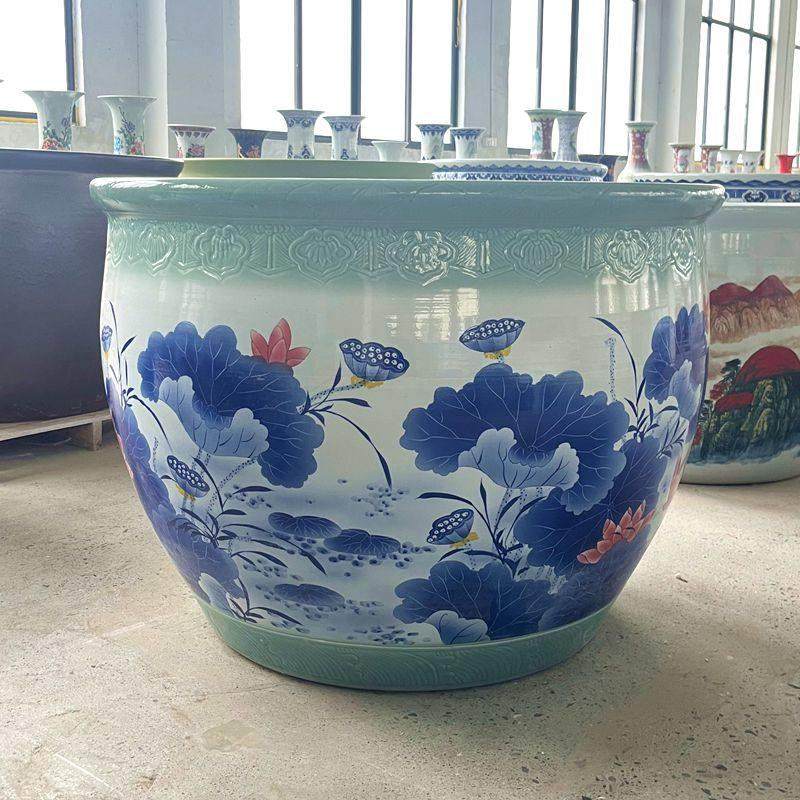 景德镇精品陶瓷鱼缸特大青花缸荷花缸睡莲缸庭院大缸别墅花园水缸,淘宝优惠券,粉丝福利购,淘宝优惠卷