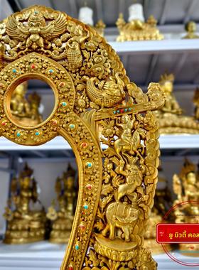 藏传佛像法座10寸佛像金刚底座密宗纯铜鎏金56cm高铜像佛台镶宝石