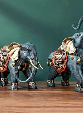 铜一家全黄铜摆件吉祥对象大象招 财吸水办公室家居客厅玄新品