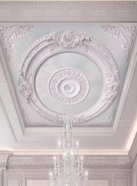 欧式彷石膏吊顶壁画卧室天花板装饰壁布立体浮雕花纹客厅屋顶墙布