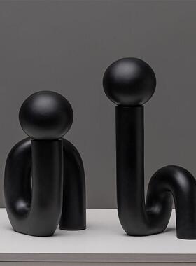 简约现代几何扭曲弯管花瓶花器北欧样板房样品屋展示中心圆球家居