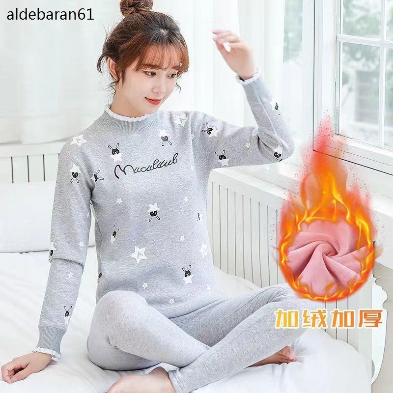 保暖衣女加绒加厚男冬季保暖y内衣女学生套装加绒加厚初高中少女 - 图1
