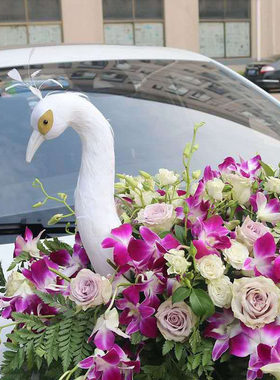 仿真孔雀头模型道具摆盘装饰品开业花篮凤凰头摆件花艺婚车喜庆