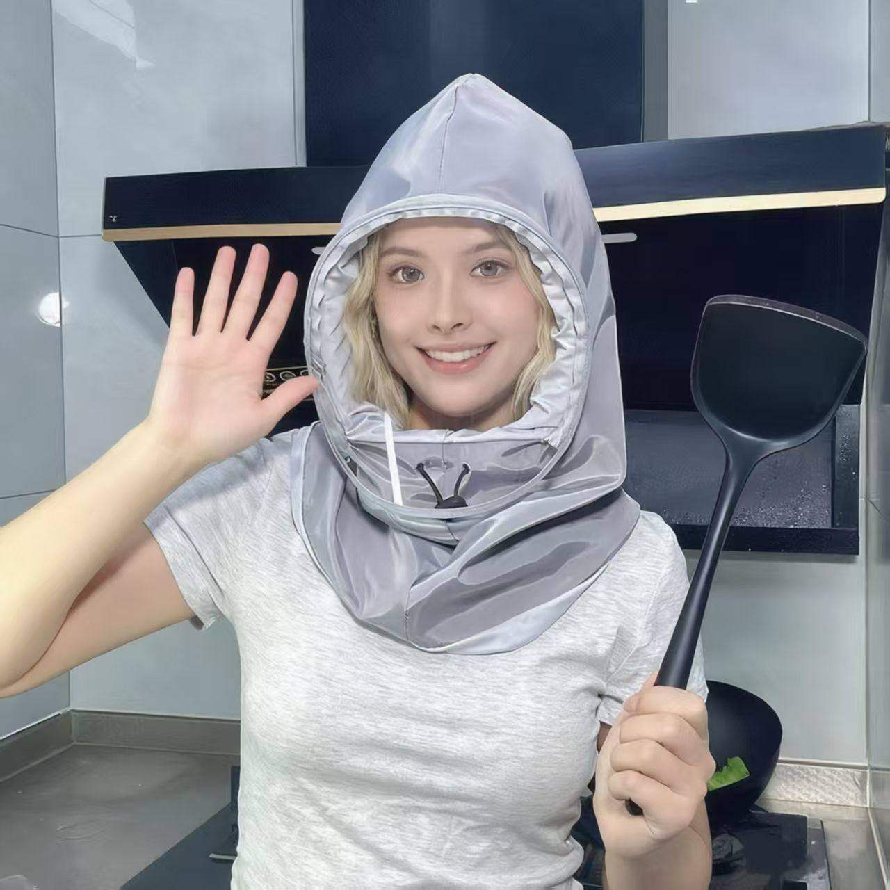 厨房帽子防油烟面罩女款防护帽围脖一体防尘防飞沫做饭炒菜防油溅,淘宝优惠券,粉丝福利购,淘宝优惠卷