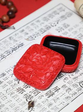 北京雕漆粉盒剔红漆器名片盒桌面办公摆件卡片收纳盒男女士首饰盒