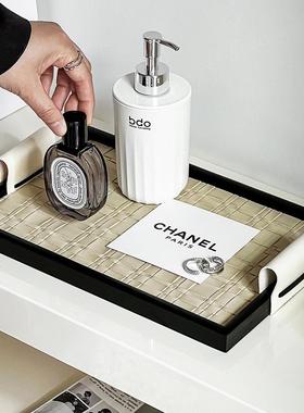 中古轻奢皮质香薰托盘高级感置物首饰收纳盘客厅茶几桌面装饰摆件