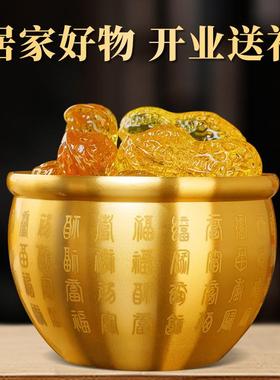 黄铜米缸百福缸纯铜缸大罐小缸聚宝盆铜缸财富缸客厅店铺桌面摆件