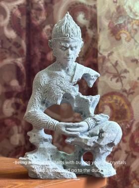 「无聊瞭 做一个斗战圣佛系青年」阳台盆景装饰造景桌面摆件礼物