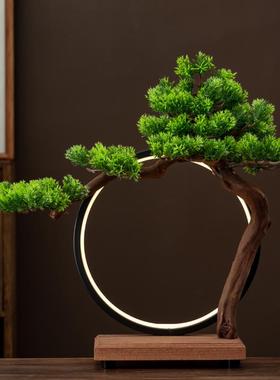 新中式白酒展示台迎客松灯圈底座摆件酒架洋酒庄会所品鉴桌面陈列