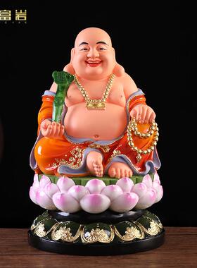 大肚弥勒佛祭拜家财摆件12寸笑佛如意元宝毛莱佛菩萨树脂佛像