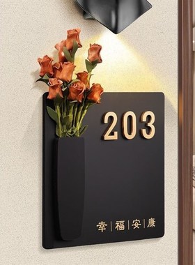 电梯入户门装饰外防盗门外装饰一梯一户门口装饰网红风Y门牌号码