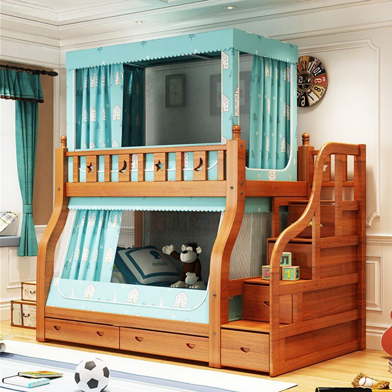 可伸缩子母床蚊帐下铺专用梯形带书架高低床帘遮光一体式上铺0.9m,淘宝优惠券,粉丝福利购,淘宝优惠卷