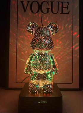 德国烟花熊装饰品彩色发光暴力熊创意蓝牙音频卧室装饰礼物的女孩