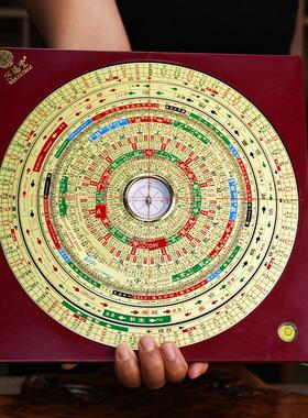 万福堂9英寸三层旋转十二长效除沙水罗盘六合一纯铜大字体三合一