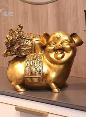 名态纯铜白菜金猪摆n件工艺品乔迁新居礼品总经理办公室桌面装饰