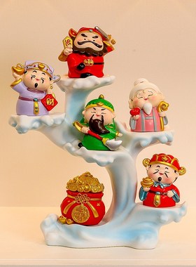 五路财神爷摆件h新年春节招财旺宅客厅玄关桌面电视柜装饰摆设