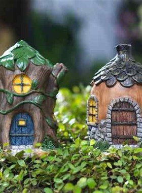 可爱小蘑菇房子摆件花盆t景装饰品多肉微景观庭院家居鱼缸造景