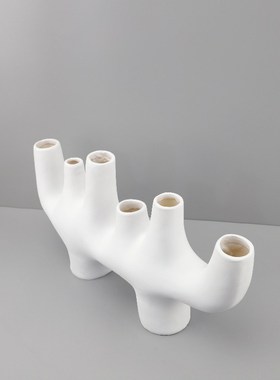 客厅现代复古风黑白镀银不规则创意陶瓷花瓶N餐桌茶几装饰摆件花