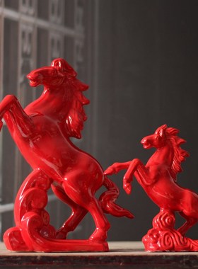 陶瓷马十二生肖动o物摆件新中式家居电视柜酒柜工艺品装饰