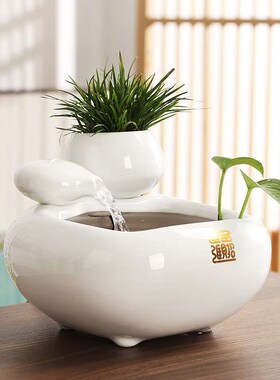 陶瓷流水喷泉招财玄关摆件循环水景小型鱼缸家Q居乔迁开业装饰礼