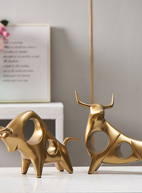 简约现代轻奢牛摆件酒柜电视柜办公室桌面家N居客厅牛气冲天装饰