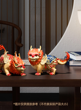 百福铜貔貅摆件一对招财客厅w办公室酒柜聚财貔休装饰公司开业礼