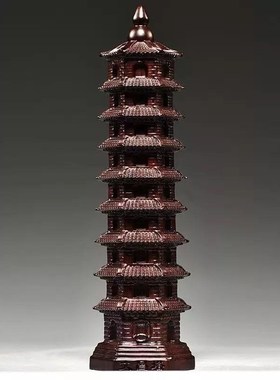 黑檀木雕刻9层文昌塔摆件木制文A昌塔九层家居客厅玄关装饰工艺品