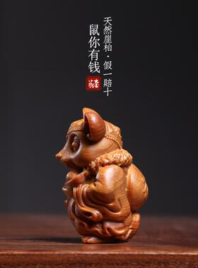 采购产品天然的实木雕刻吸引财富和财富，你有钱，创意桌面装饰品