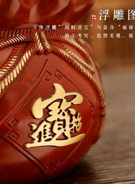福袋聚宝盆黄铜钱袋全铜存钱筒摆件家居中式装饰客厅酒柜开业礼品