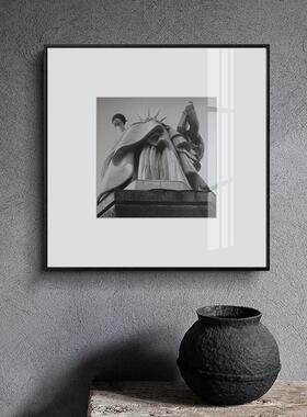 黑白艺术客厅挂画壁画小众办公室工业风组合画工作室正方形装饰画