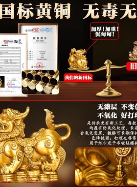 铜貔貅摆件招财聚财纯铜公母一对客厅店铺办公室丘貔开业礼品