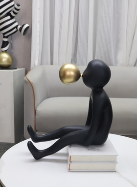 北欧创意吹泡泡卡通人物雕塑树脂摆饰客厅卧室儿童房软装家居饰品