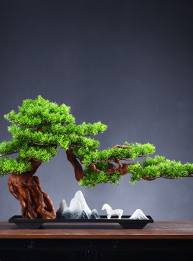 雪山中式摆件创意微景观造景陶瓷客厅玄关假山鱼缸造景桌面装饰品