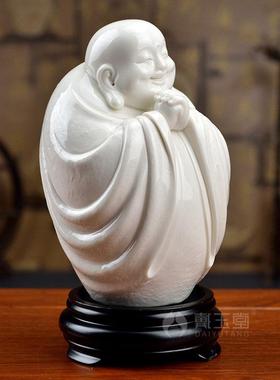 陶瓷恭喜发财弥勒佛大肚开心笑佛佛像供奉家用客厅招财摆件