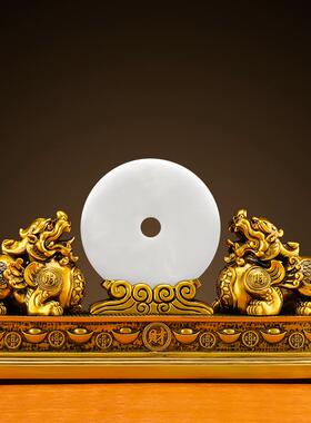 招财貔貅一对公母玉石平安扣摆件客厅玄关办公室桌面乔迁开业礼品