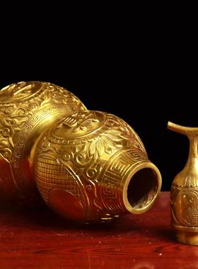 铜葫芦摆件纯铜八卦开盖空心家居客厅玄关办公室酒柜大号乔迁礼品