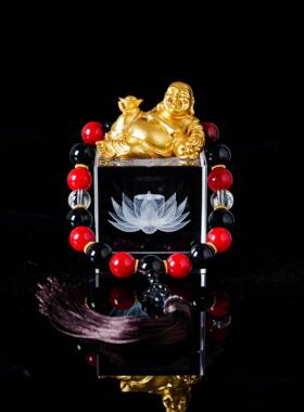 2025新款弥勒佛像汽车摆件车载水晶摆件中控台车上装饰用品保平安