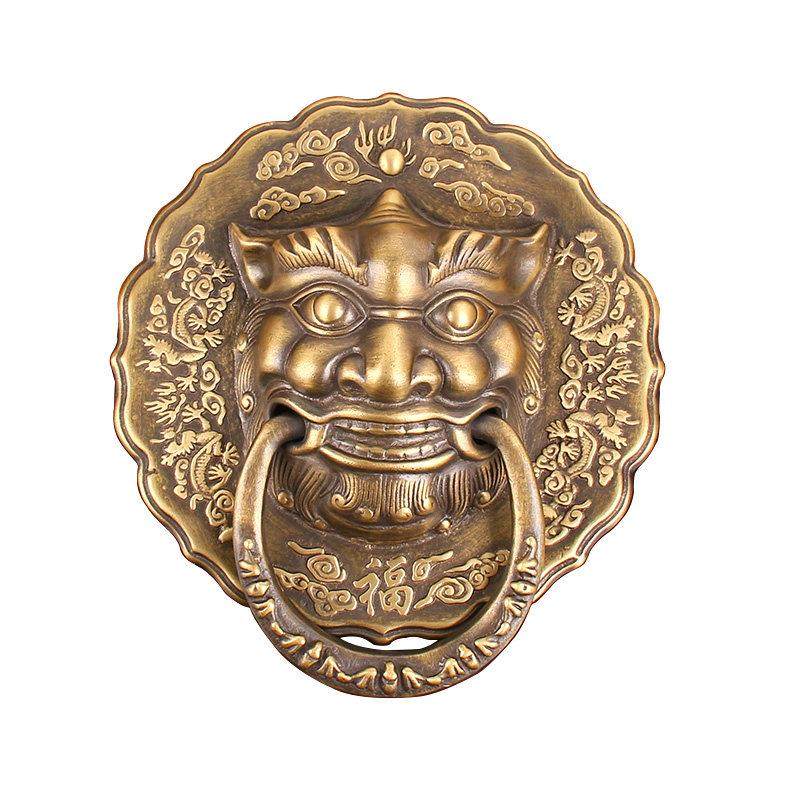 中式纯铜木门兽头铜门环拉手老式狮子头门环复古玻璃门大门铜把手,淘宝优惠券,粉丝福利购,淘宝优惠卷