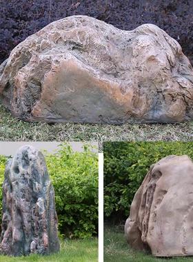 彷真假石头玻璃纤维雕塑户外井盖美化装饰庭院花园草坪景观石头造