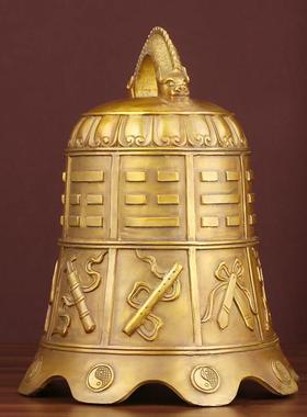 纯铜八仙法器铜钟13公分八卦纯铜铃铛12生肖六字真言室内桌面摆件