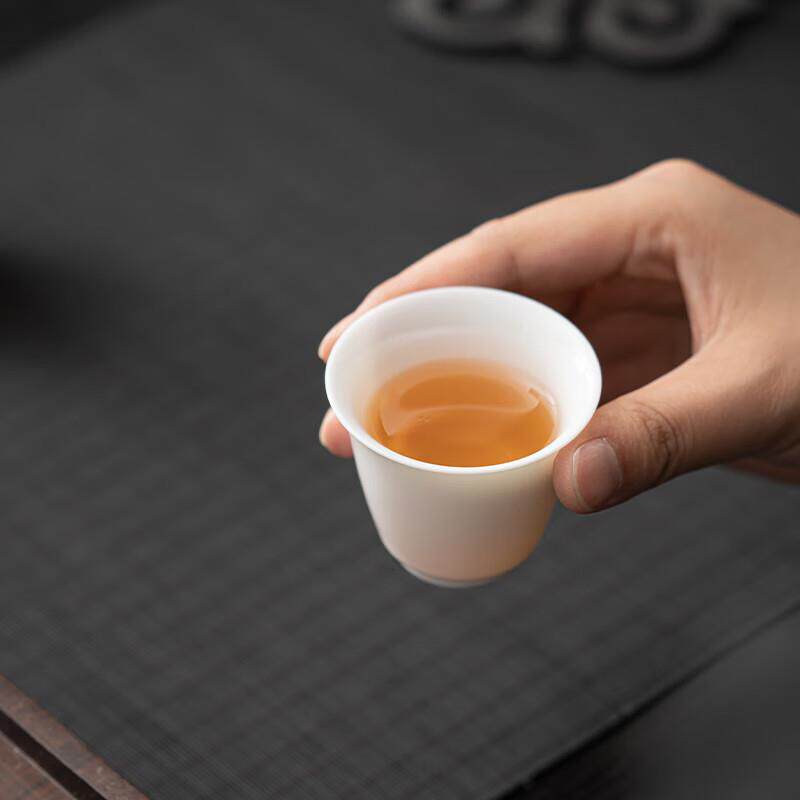 One-person tea set, personal special mutton-fat jade white porcelain three-cup teacup set, home gift-giving, high-end gift box