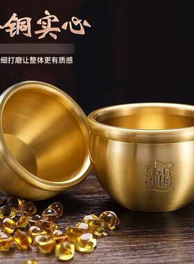 全黄铜多福米缸聚财带盖子大号小号百福聚宝盆黄铜米缸铜家用